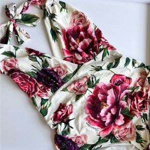 Dolce&Gabbana rose/peonies white one piece swimsuit, size IT3, M